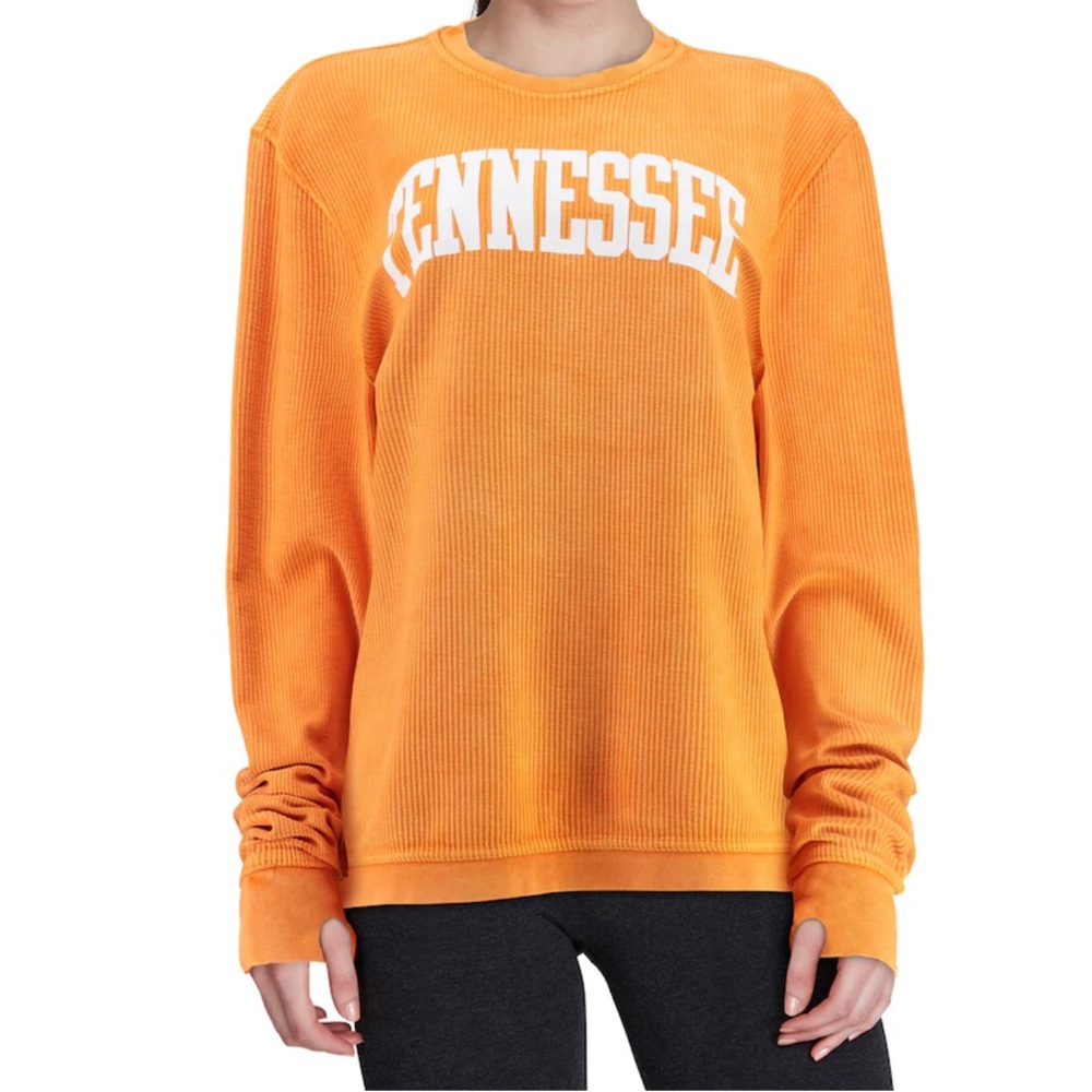 Pressbox Women's Cotton‎ TENNESSEE Vintage Wash Orange Long Sleeve Sweatshirt